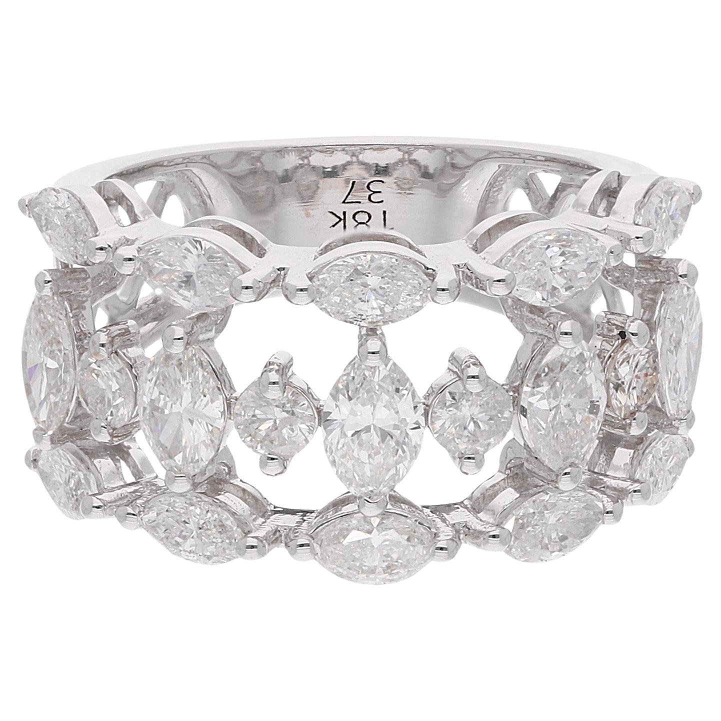 Alianza de Diamantes 2,7 Quilates Oro Blanco 14 Kilates Joyería Artesanal