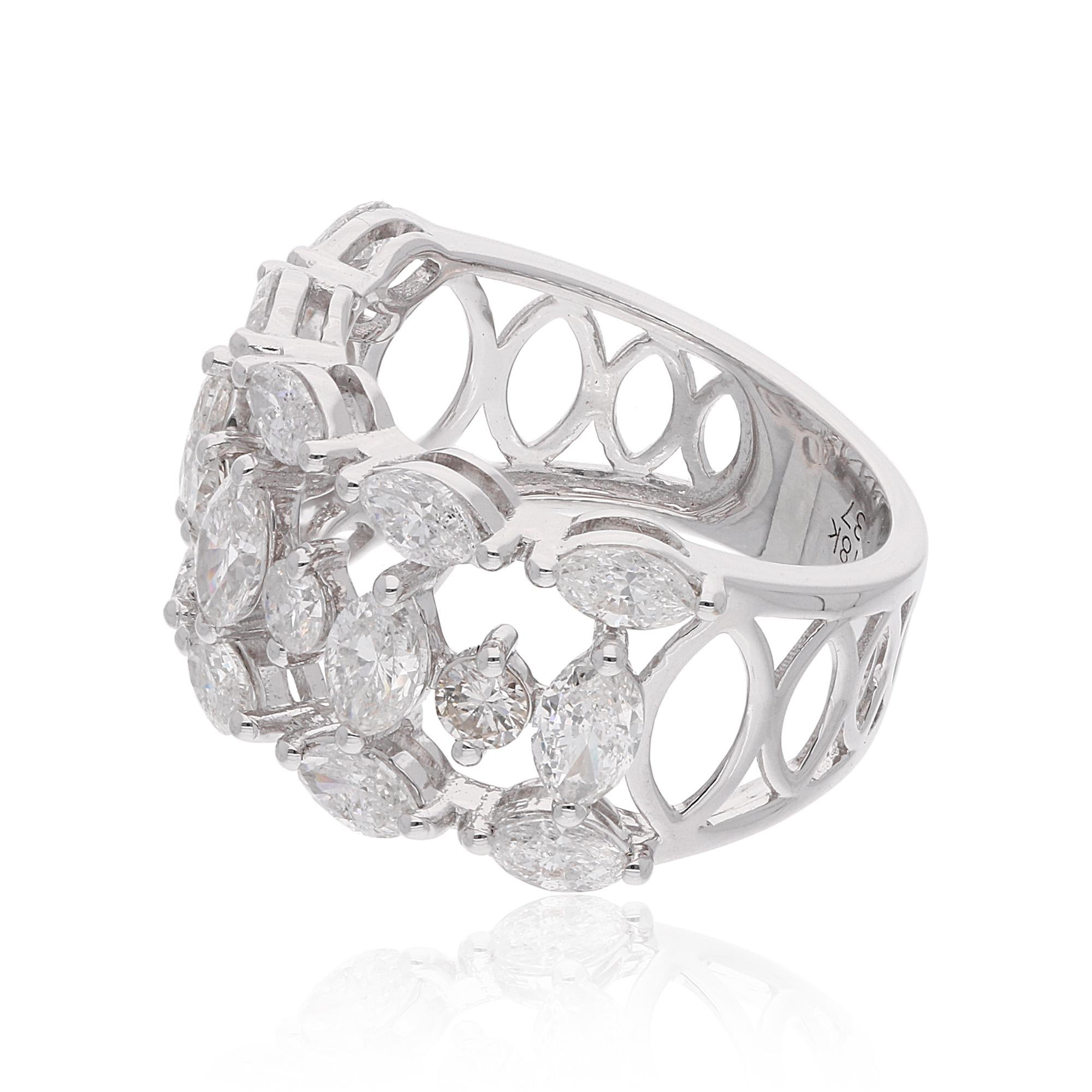 En vente :  2.7 Carat Diamond Wide Band Wedding Ring 18 Karat White Gold Handmade Jewelry 4