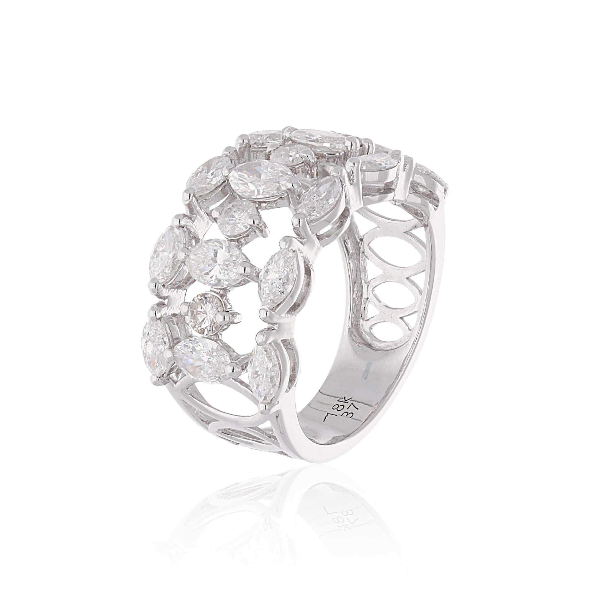 En vente :  2.7 Carat Diamond Wide Band Wedding Ring 18 Karat White Gold Handmade Jewelry 5