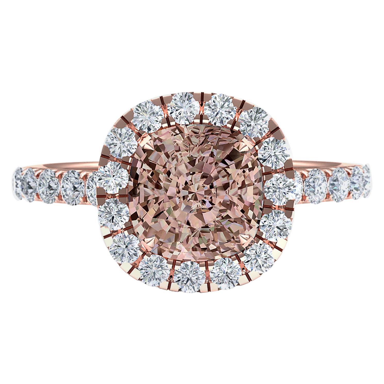 2.7 Carat Light Pink Looking GIA Certified Orange Brown Cushion Diamond Ring For Sale