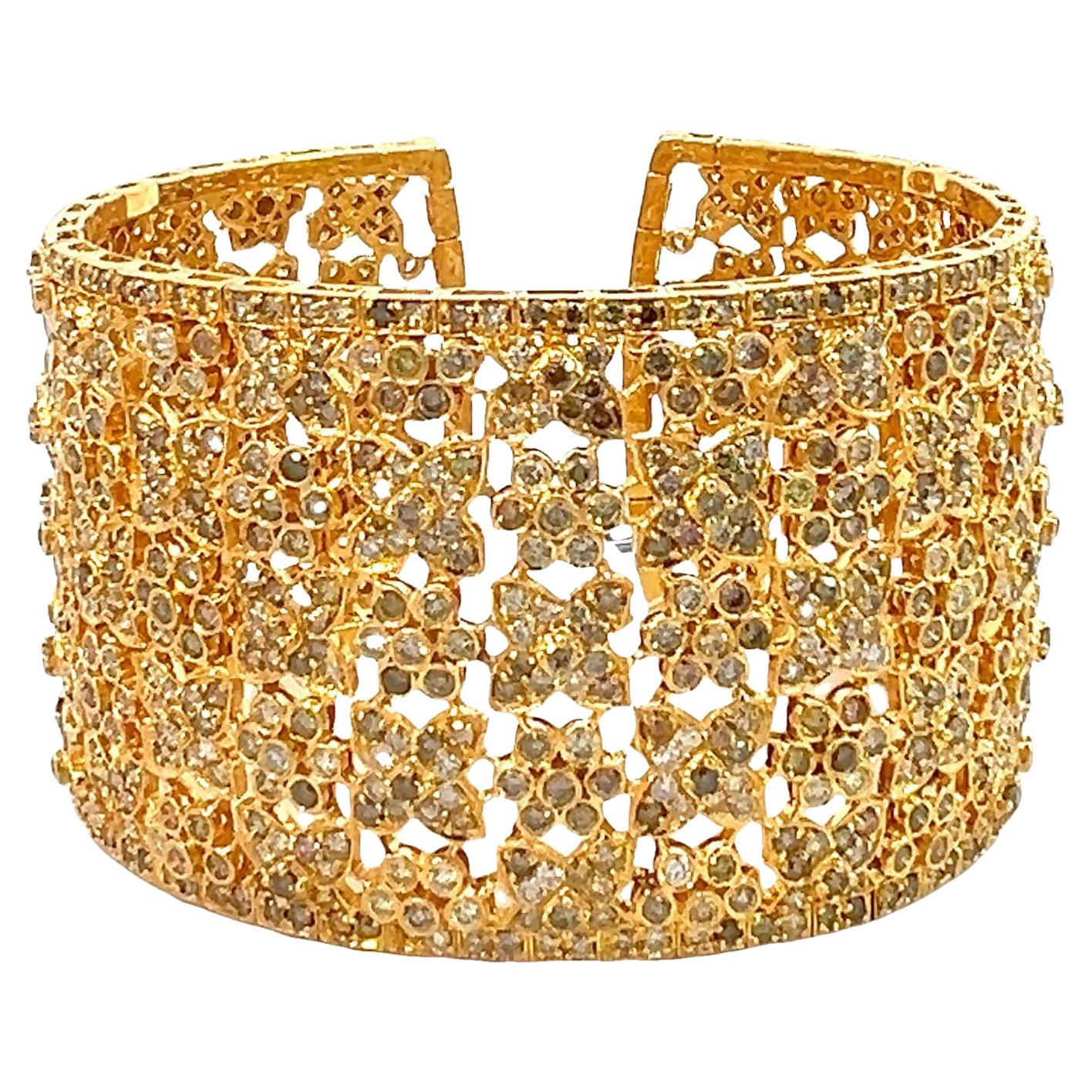 27 Carat Multi Fancy Color Diamond Cuff Bangle Bracelet