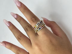 2.7 Carat Multi-Sapphire Rainbow and Diamond Cocktail Ring