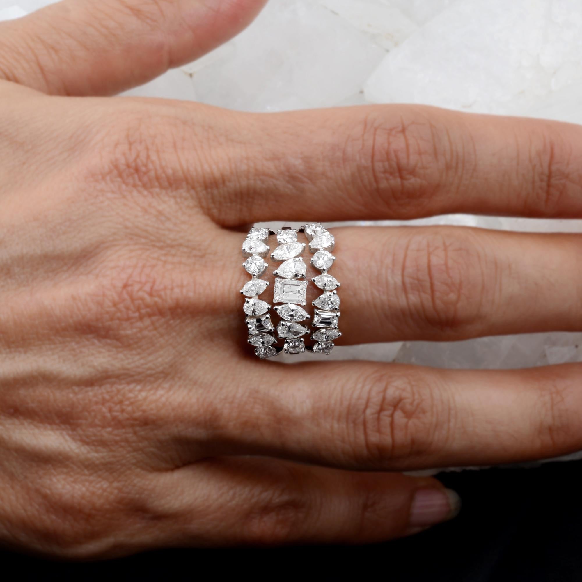2.7 Carat Multi Shape Diamond Designer Ring 14 Karat White Gold Handmade Jewelry For Sale 1