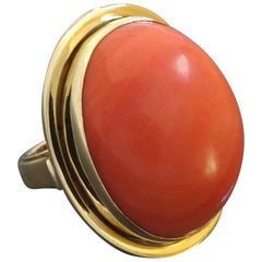 27 Carat Natural Untreated Coral Gold Cocktail Ring