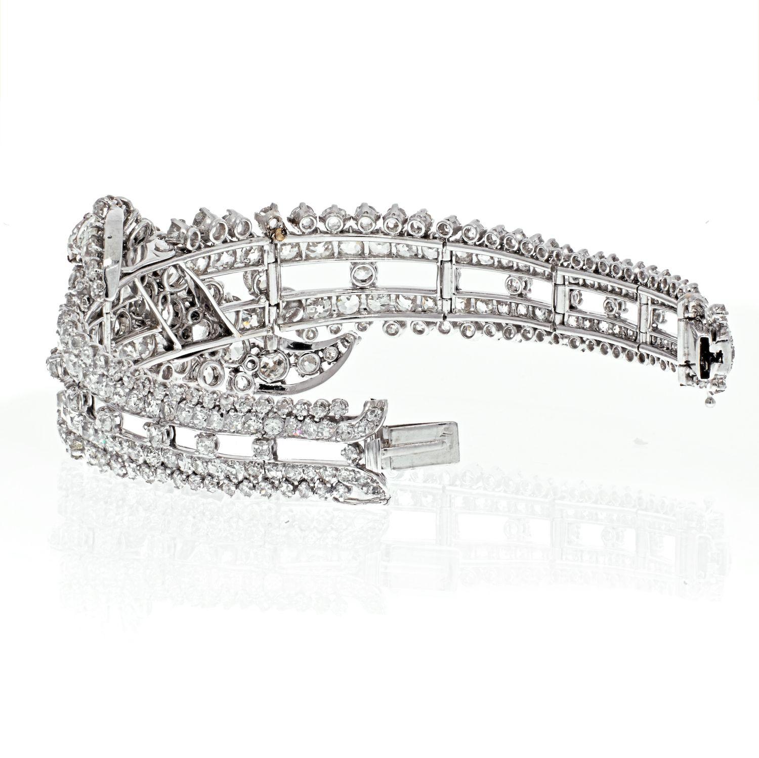 Modern 27 Carat Old Mine Cut Diamond Bangle Bracelet For Sale