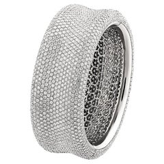 27 Carat Pave Diamond Bangle Bracelet in Handmade Mounting 18K White Gold 