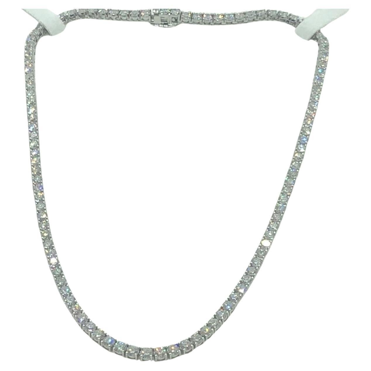 Contemporary 27 Carat Round Brilliant Cut Diamonds White Gold Tennis Necklace For Sale