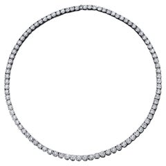 27 Carat Round Brilliant Cut Diamonds White Gold Tennis Necklace