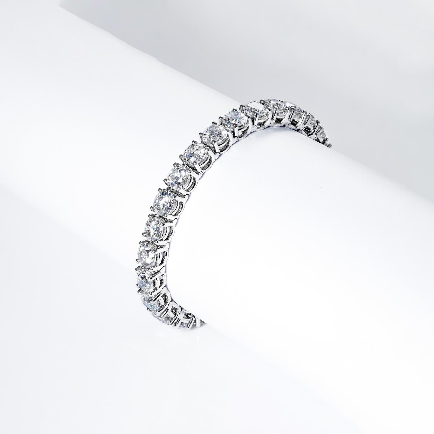 27 Karat runder Brillant Diamant-Tennis-Armband 1 Karat pro Stück zertifiziert (Rundschliff) im Angebot