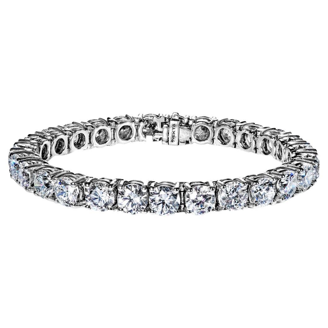 Bracelet tennis avec diamants ronds et brillants de 27 carats certifiés 1 carat chacun