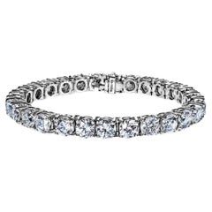 27 Carat Round Brilliant Diamond Tennis Bracelet 1 Carat Each Certified