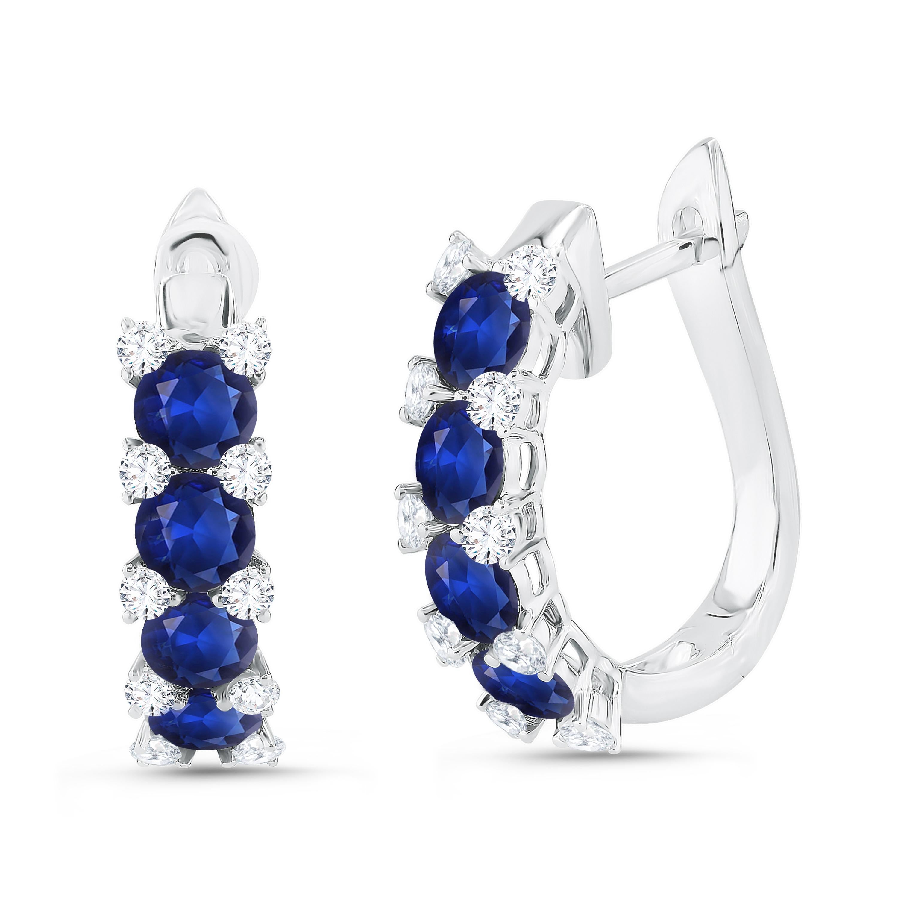 Cerchi con zaffiro rotondo da 2,7 carati e diamanti rotondi da 0,50 carati in bianco 18k ref492 in vendita 1