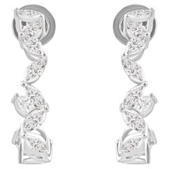 Pendientes de aro de diamante marquesa de 2,7 quilates, claridad SI y color HI, oro blanco de 18 quilates