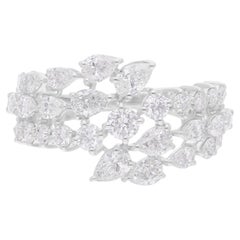 Anillo de diamantes talla brillante redonda pera SI/H de 2,7 quilates Joyas de oro blanco de 18 quilates