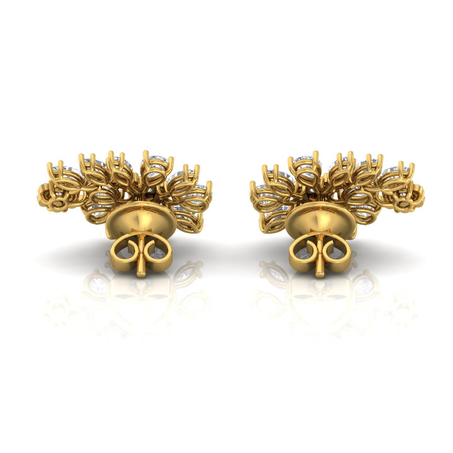 Modern 2.7 Carat Si/HI Pear Marquise Diamond Stud Earrings 18 Karat Yellow Gold Jewelry For Sale