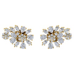 2.7 Carat Si/HI Pear Marquise Diamond Stud Earrings 18 Karat Yellow Gold Jewelry
