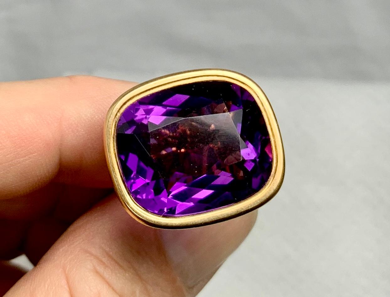 A MAGNIFICENT ANTIQUE VICTORIAN 27 CARAT SIBERIAN AMETHYST FOB PENDANT IN GORGEOUS 14 KARAT GOLD.  FOB PENDANTS JUST DO NOT GET MORE WONDERFUL THAN THIS ONE!  THE RECTANGULAR FACETED SIBERIAN AMETHYST IS GEM QUALITY WITH THE MOST STUNNING ROYAL