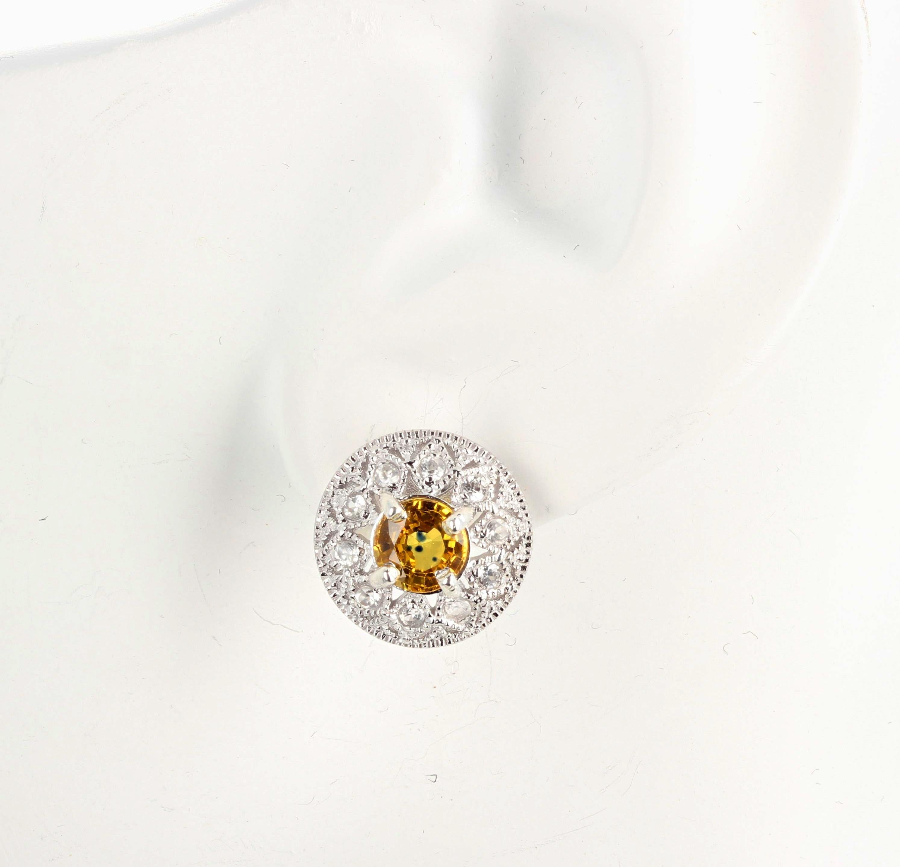 AJD Tanzanian Glittering Songea 2.7 Ct. Yellow Sapphire & Diamond Earrings In New Condition In Raleigh, NC