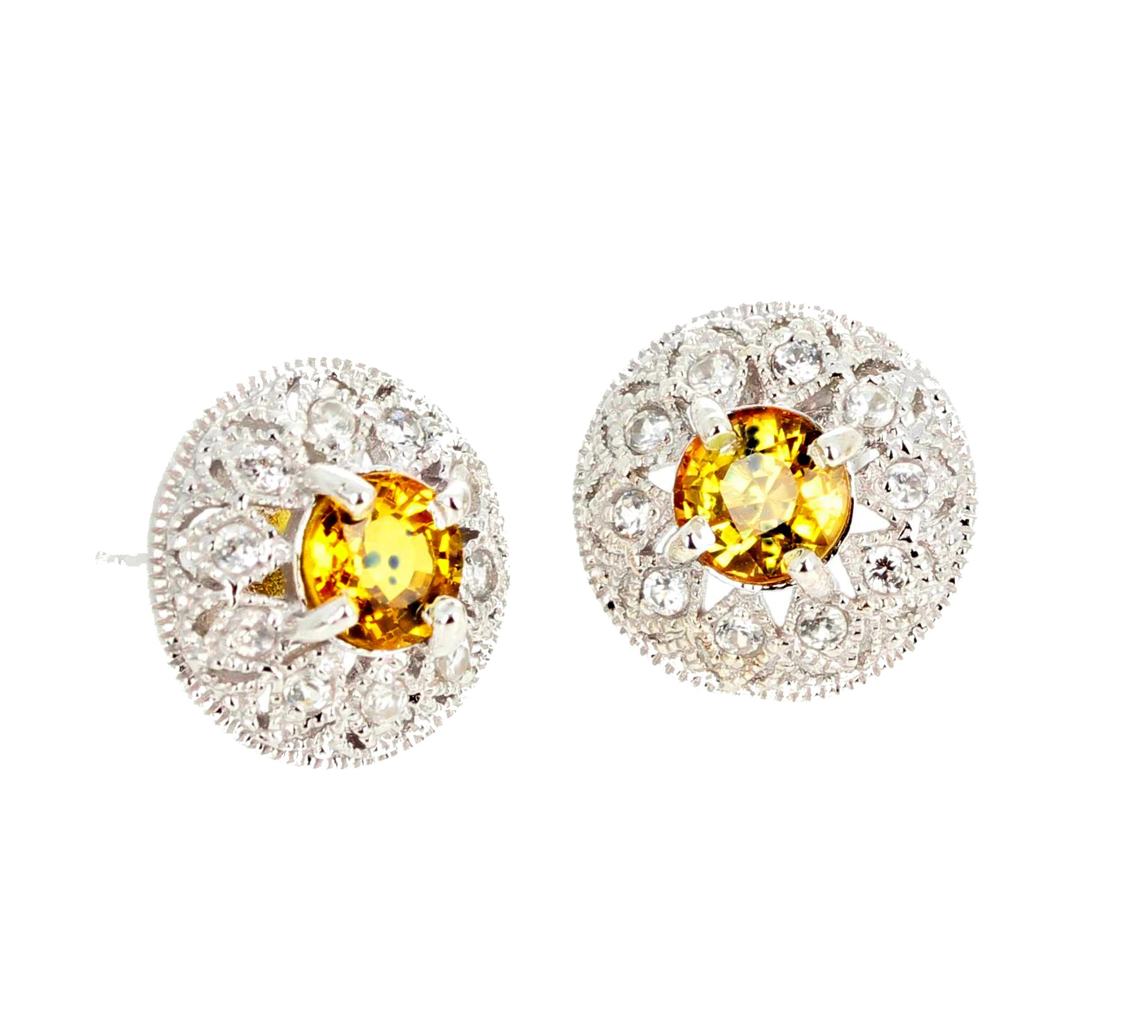 Women's or Men's AJD Tanzanian Glittering Songea 2.7 Ct. Yellow Sapphire & Diamond Earrings