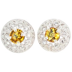 AJD Tanzanian Glittering Songea 2.7 Ct. Yellow Sapphire & Diamond Earrings