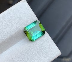 2.7 Carats Lagoon Green Tourmaline Gemstone Emerald Cut for Jewellery
