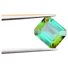2.7 Carats Lagoon Green Tourmaline Gemstone Emerald Cut for Jewellery