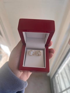 2.7 ct Illusion Ascher cut Natural Diamond Earrings E-F VVS VS in bezel setting