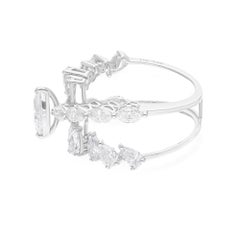 Natural 2.77 Ct Multi Shape Diamond Criss Cross Ring 14 Karat White Gold Jewelry