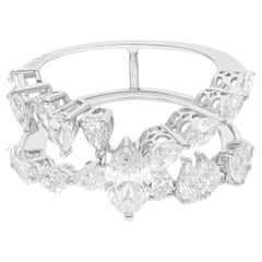 Bague croisée en or blanc 14 carats avec diamants naturels de 2,77 carats de formes multiples