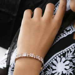 Bracciale con diamanti naturali taglio baguette da 2,7 carati in oro rosa 18k