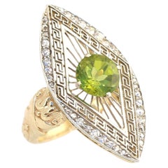 2,7 qt Peridoto Platino Oro Amarillo Anillo Europeo En Caja, 1900