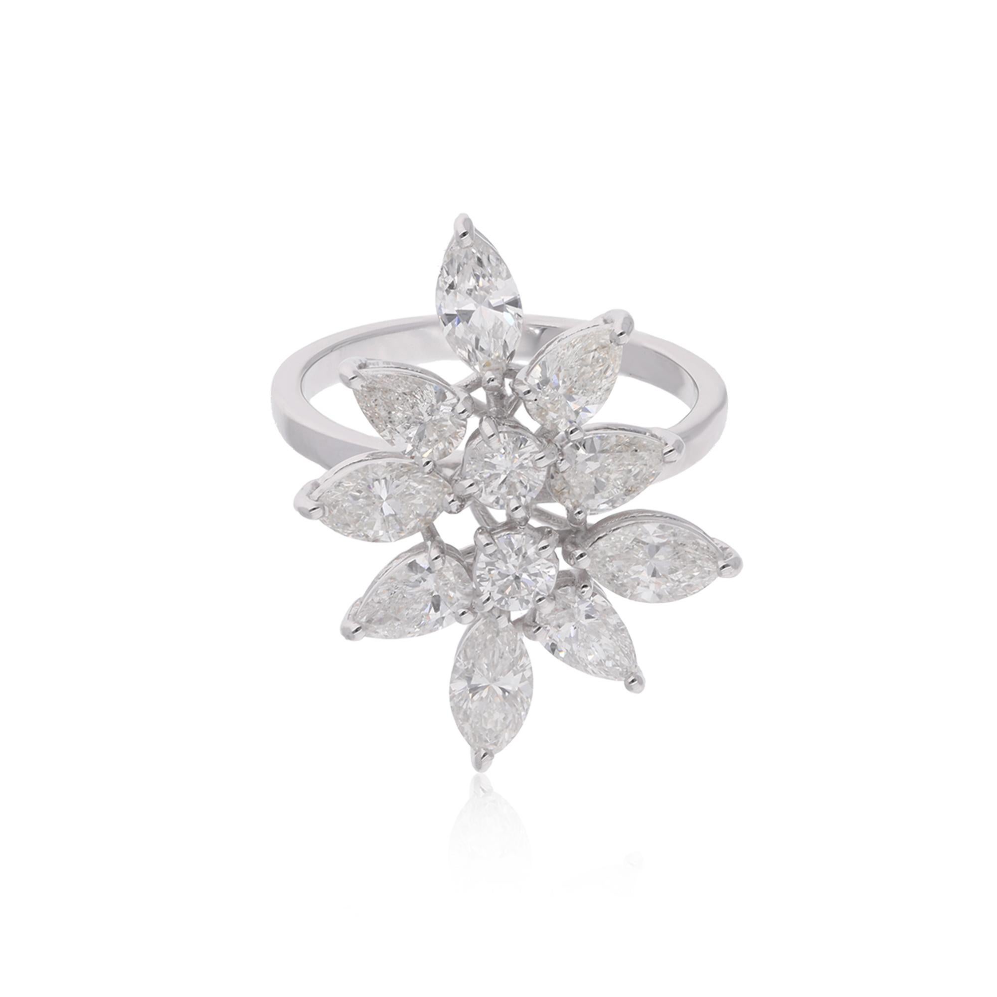 Im Angebot: 2.7 Ct SI/H Natürlicher Multi Shape Diamond Cluster Anniversary Ring 14k Weißgold () 5