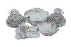 27 PC Antique Haviland Limoges Porcelain Chrysanthemums Serving Dinner China