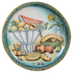 Assiette murale de 27 pouces, céramique peinte et majolique mexicaine d'art polychrome