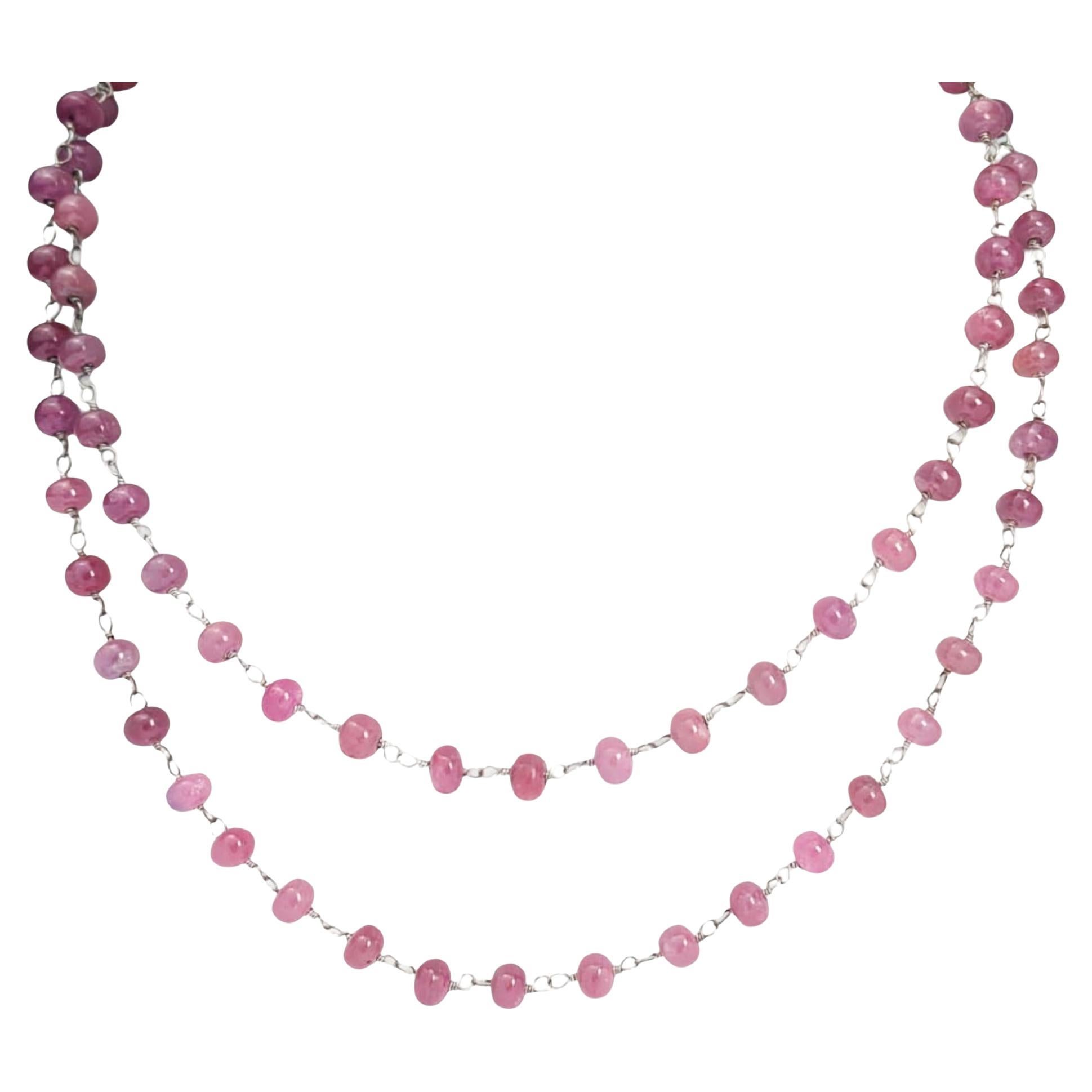 27" Ruby (78.50 Carat) Necklace in 18K White Gold