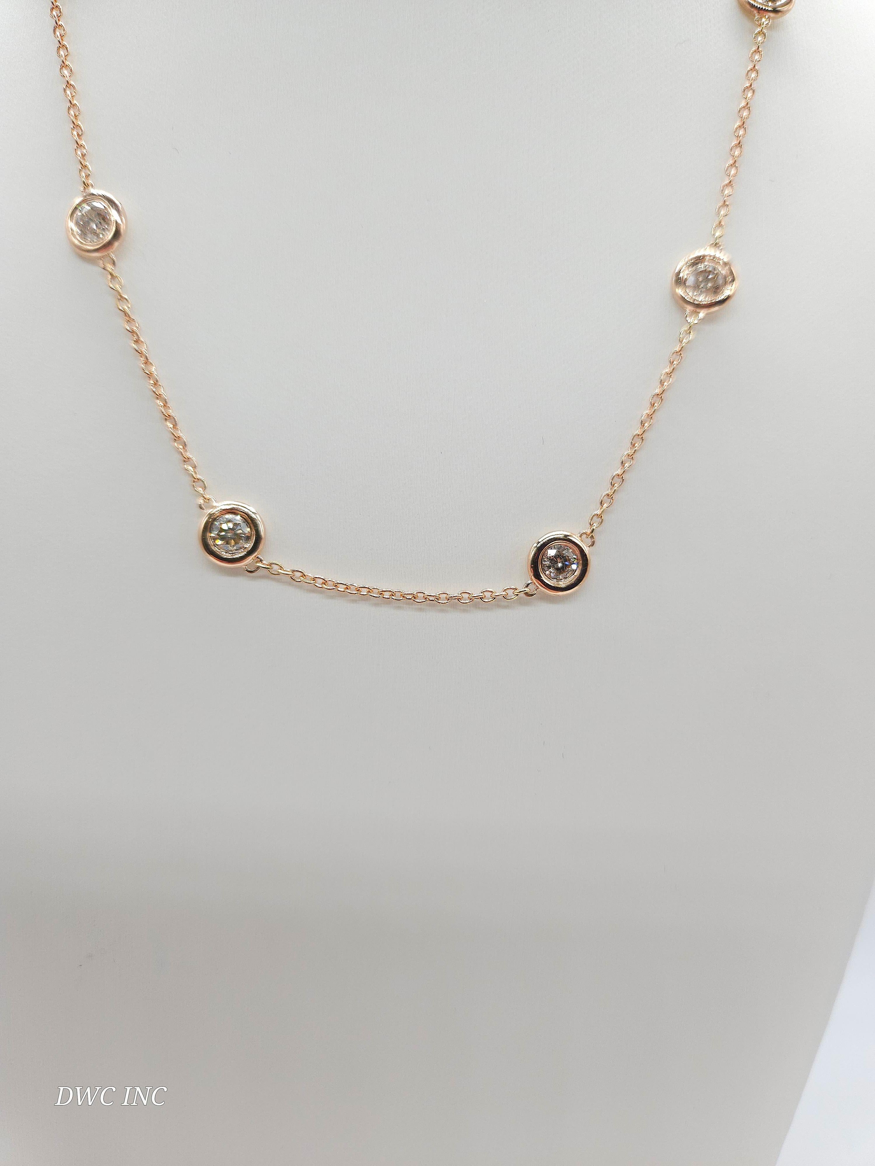 rose gold diamond station necklace