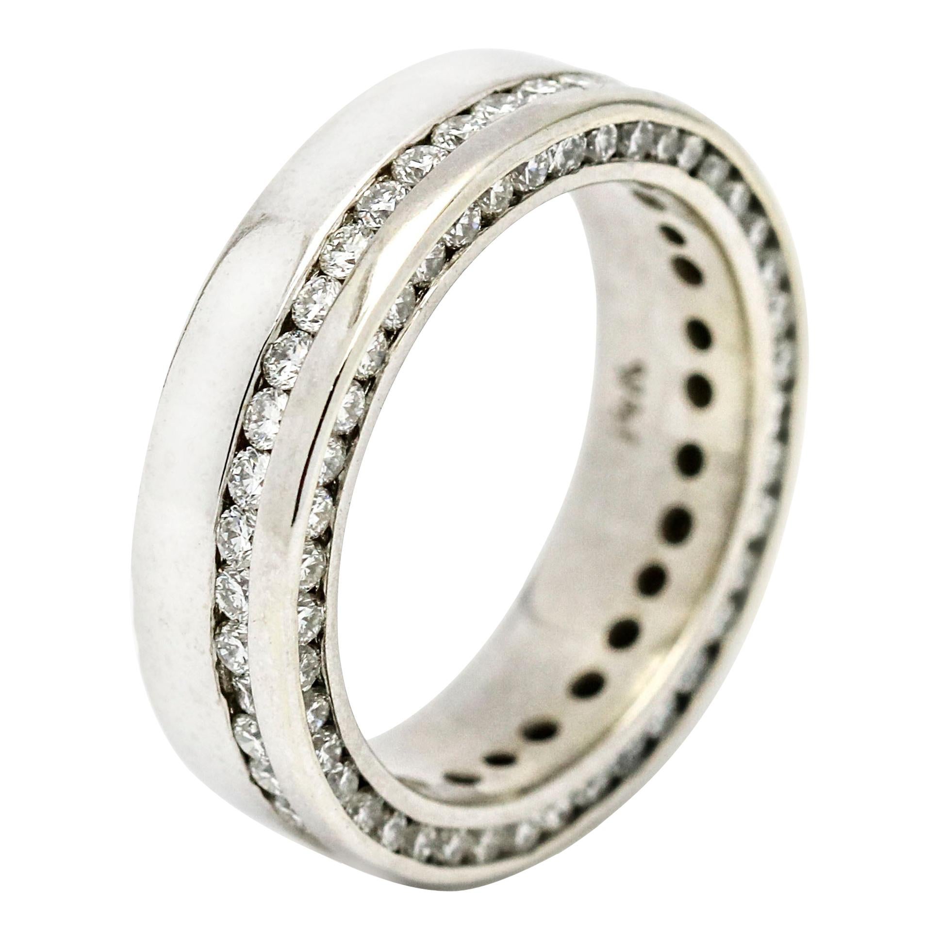 2.70 Carat 14 Karat White Gold Diamond Eternity Band Ring For Sale