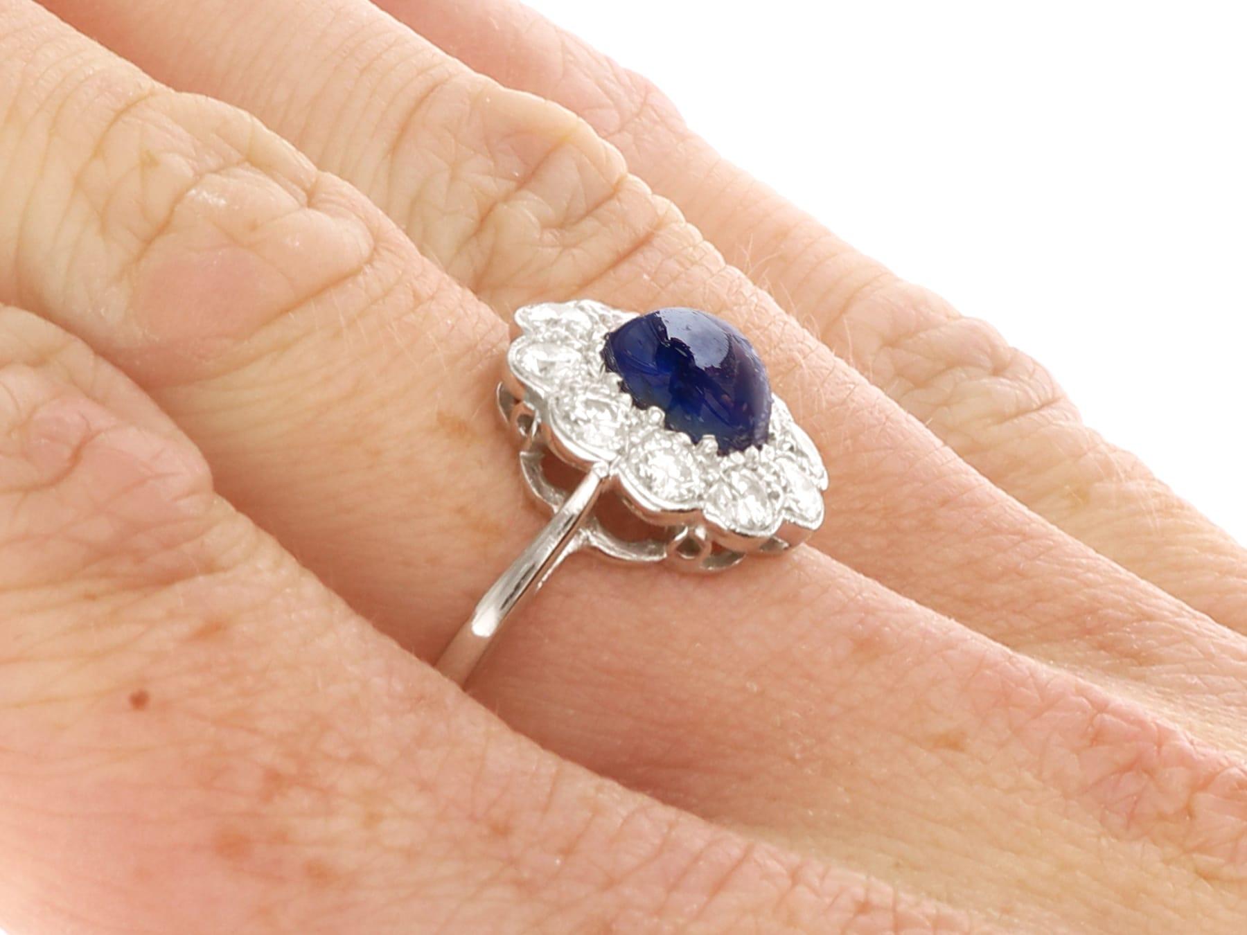 Anello con zaffiro basaltico da 2,70 carati e diamante da 1,10 carati in platino, CIRCA 1930 in vendita 5