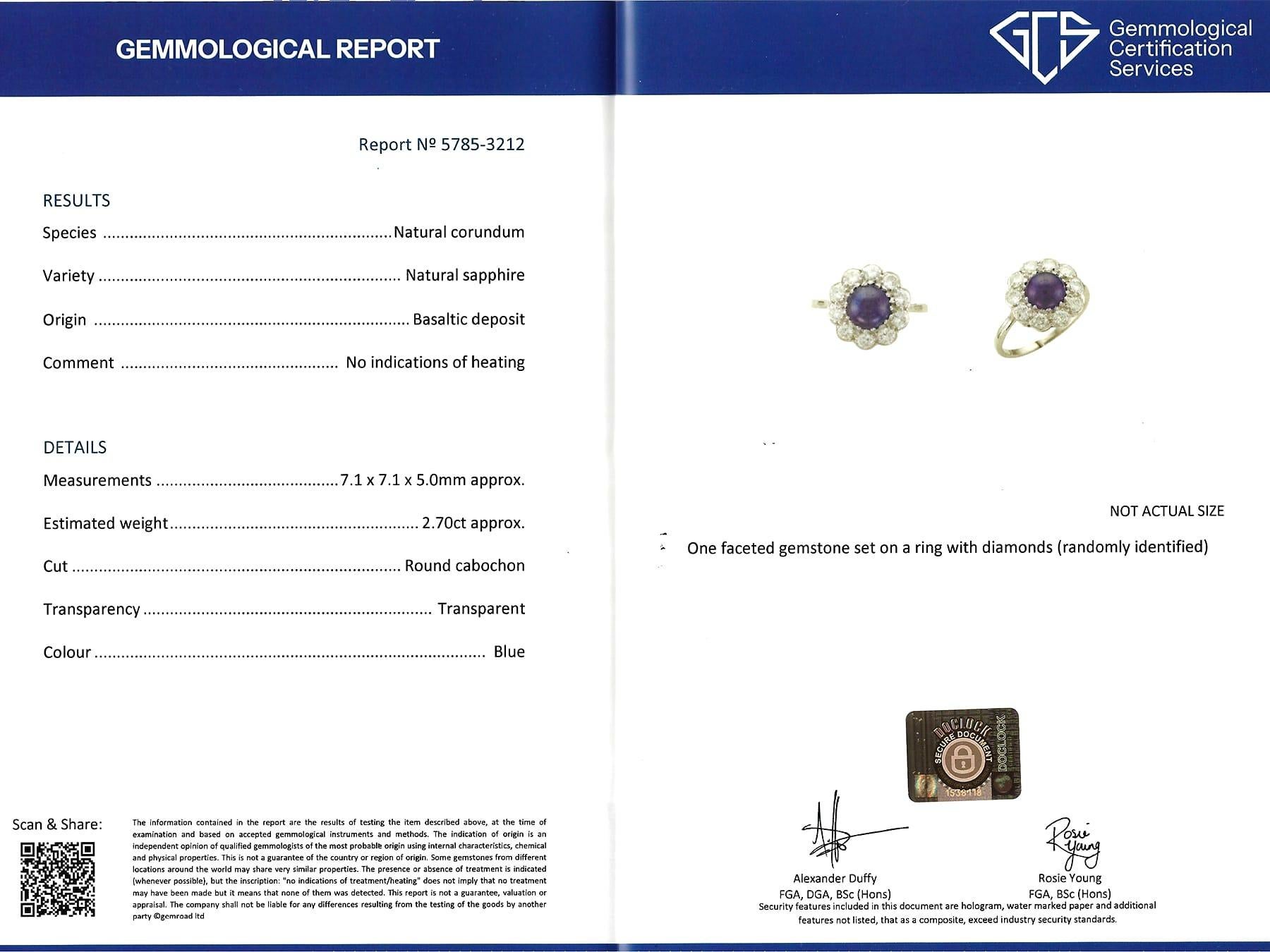 Anello con zaffiro basaltico da 2,70 carati e diamante da 1,10 carati in platino, CIRCA 1930 in vendita 8