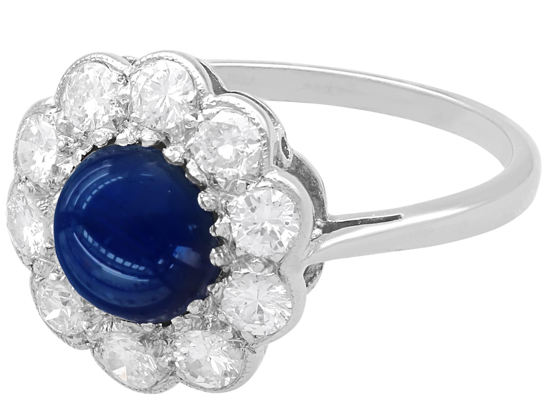 Anello con zaffiro basaltico da 2,70 carati e diamante da 1,10 carati in platino, CIRCA 1930 in vendita 1