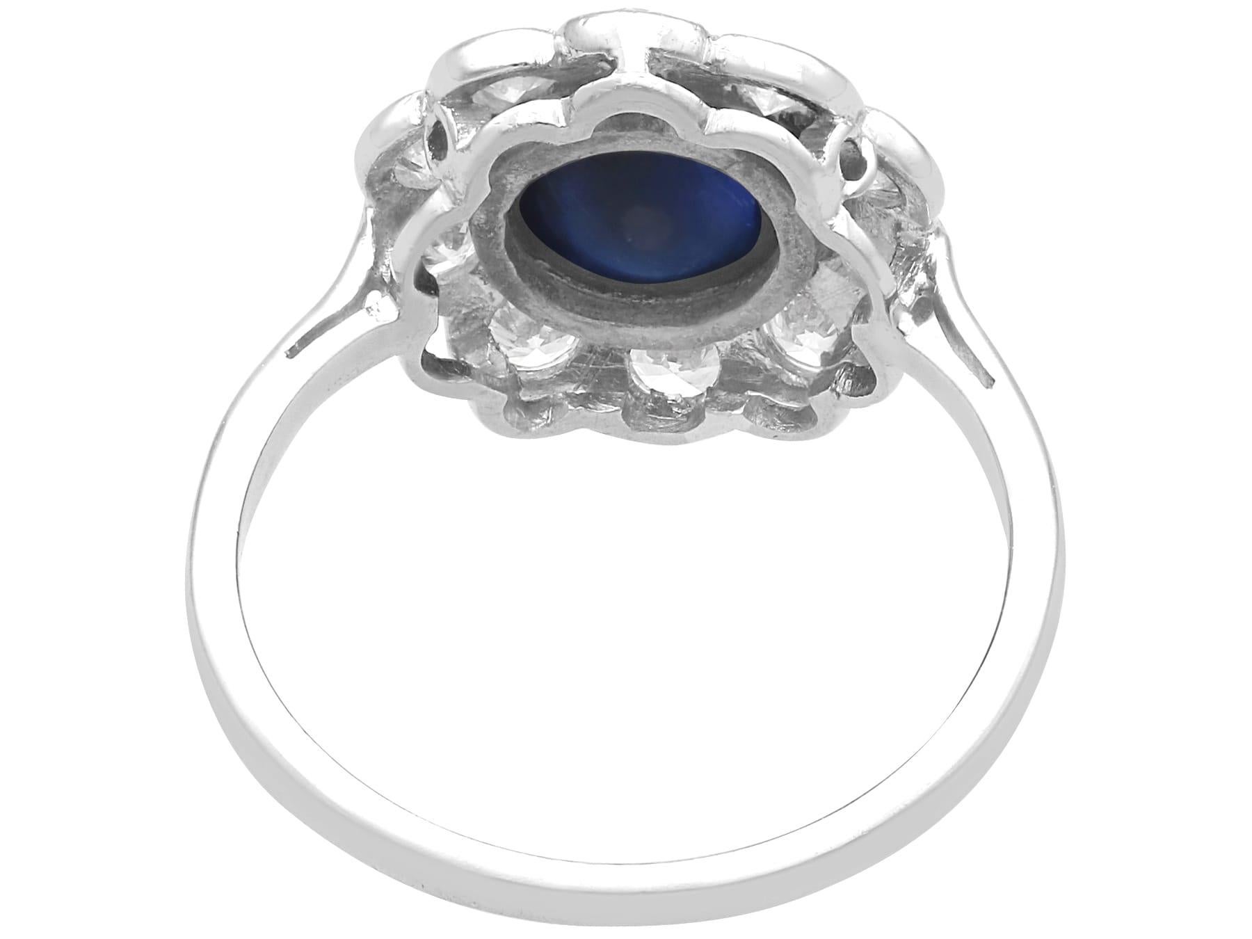 Anello con zaffiro basaltico da 2,70 carati e diamante da 1,10 carati in platino, CIRCA 1930 in vendita 2