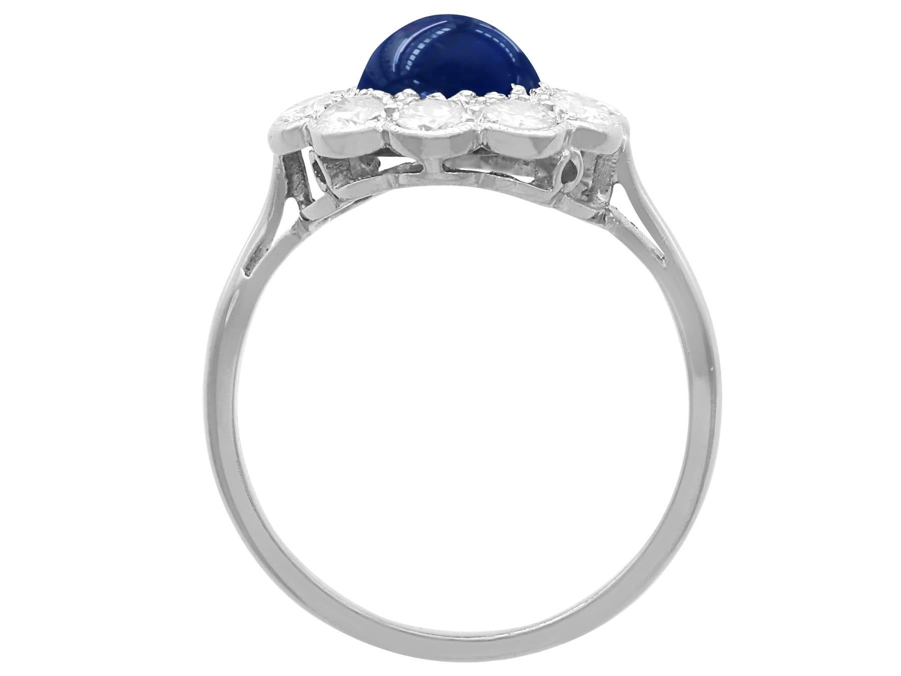 Anello con zaffiro basaltico da 2,70 carati e diamante da 1,10 carati in platino, CIRCA 1930 in vendita 3