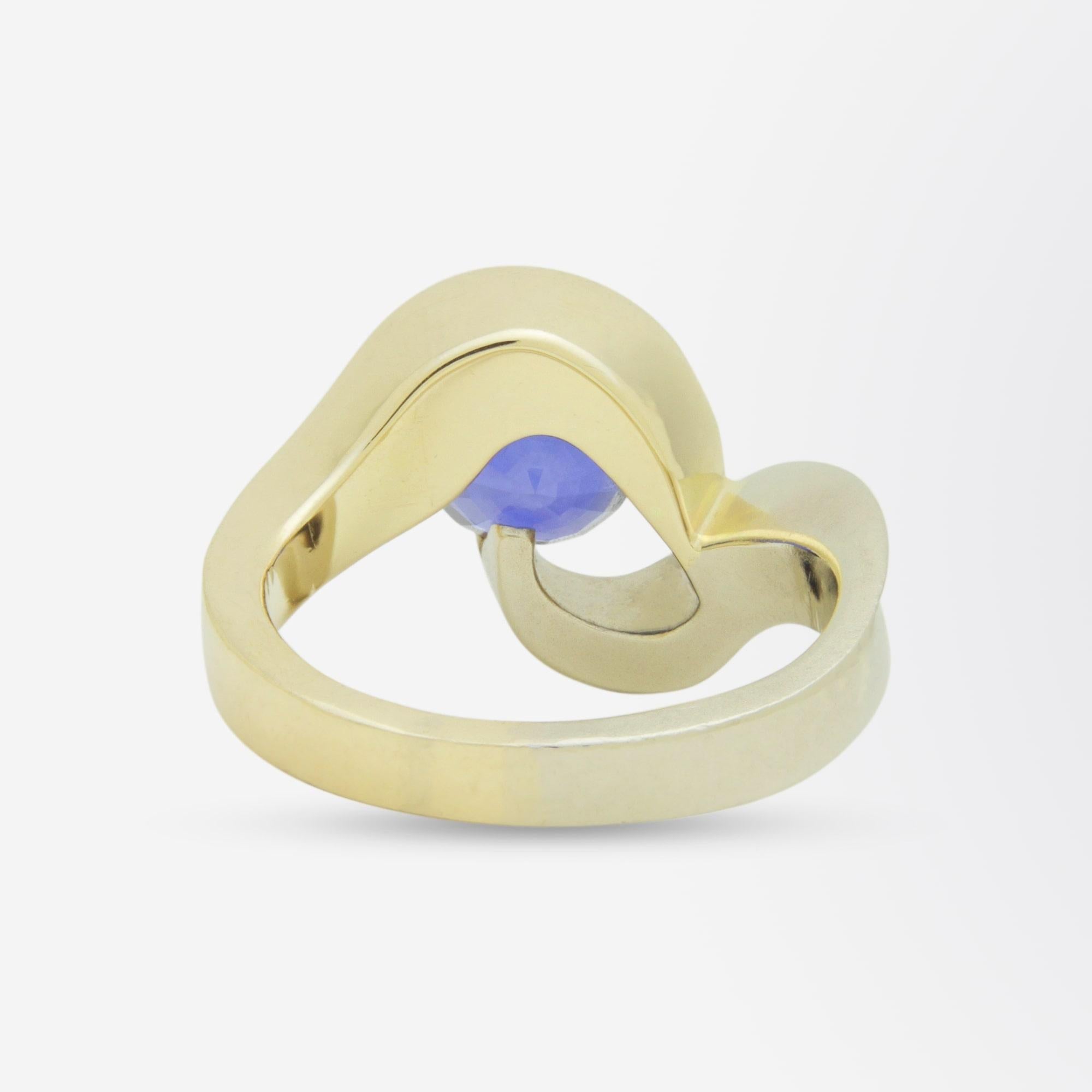 2.70 Carat Blue Ceylon Sapphire & Diamond Ring In Good Condition For Sale In Brisbane, QLD