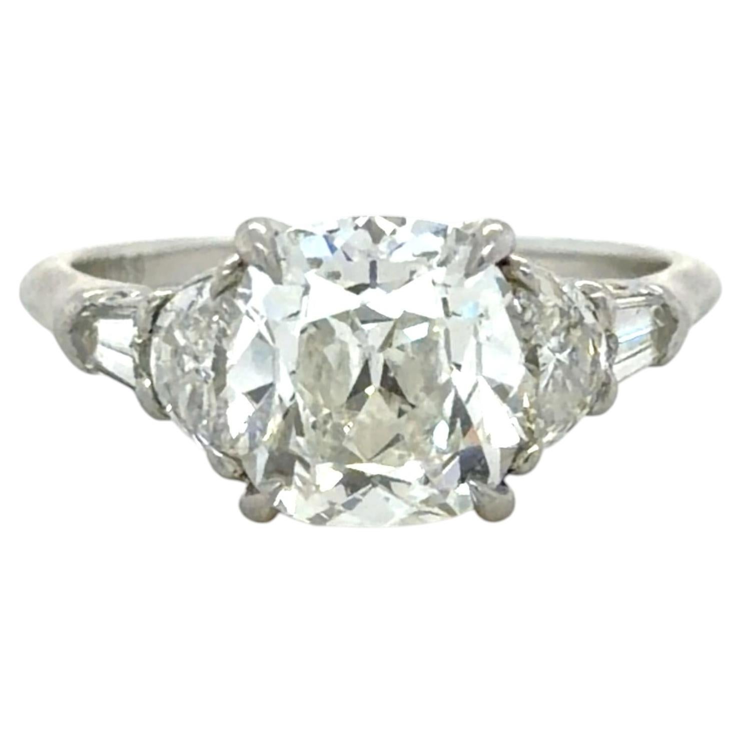 2.70 Carat Cushion Brilliant Cut Diamond Engagement Ring