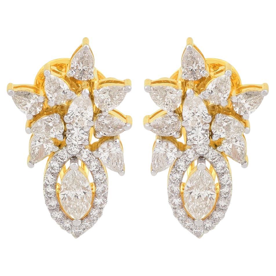 2.70 Carat Diamond 14 Karat Gold Stud Earrings For Sale
