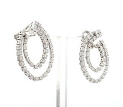 2.70 Carat Diamond Chain 14 Karat Gold Hoop Earrings