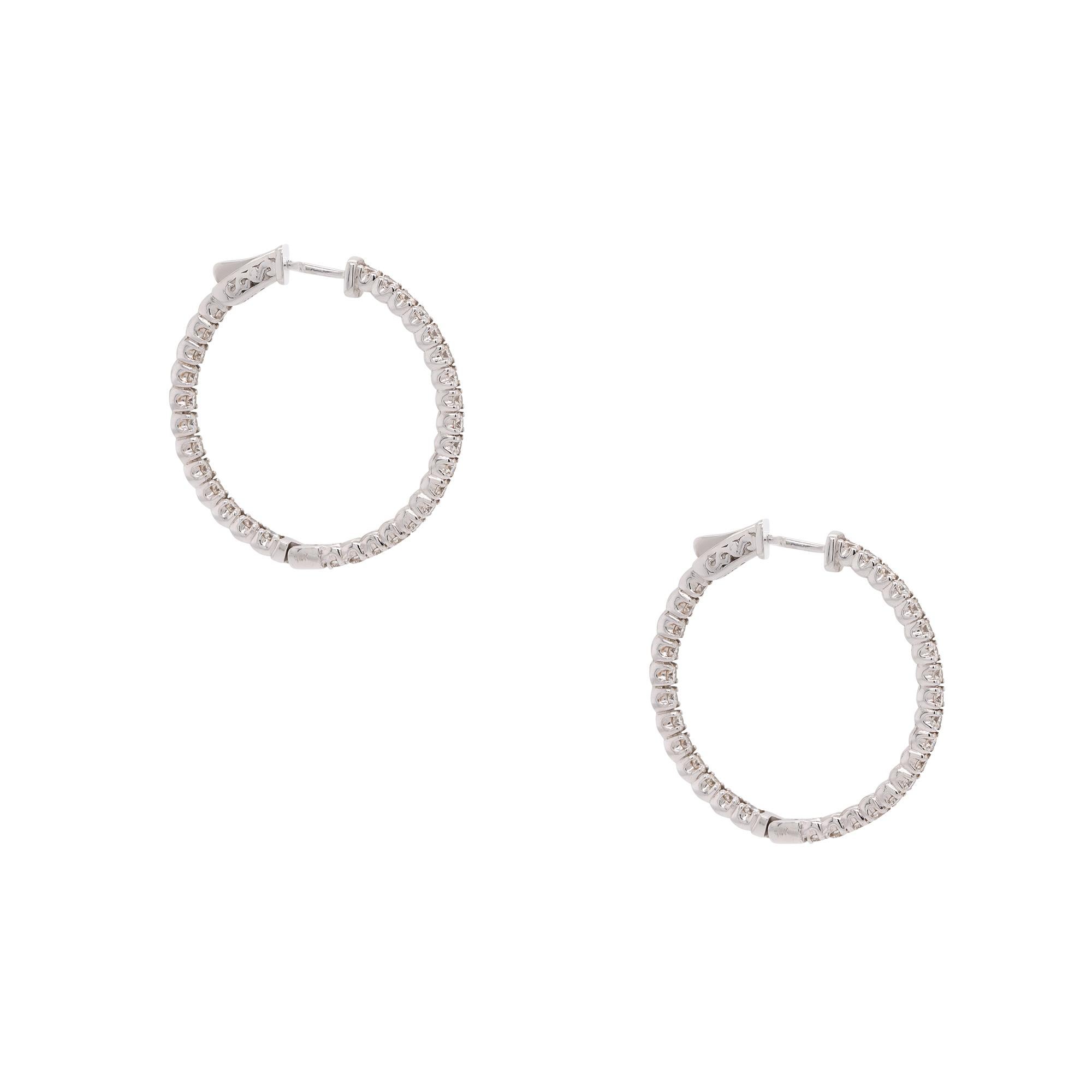 2.70 Carat Diamond Inside Out Hoop Earrings 14 Karat in Stock In Excellent Condition For Sale In Boca Raton, FL