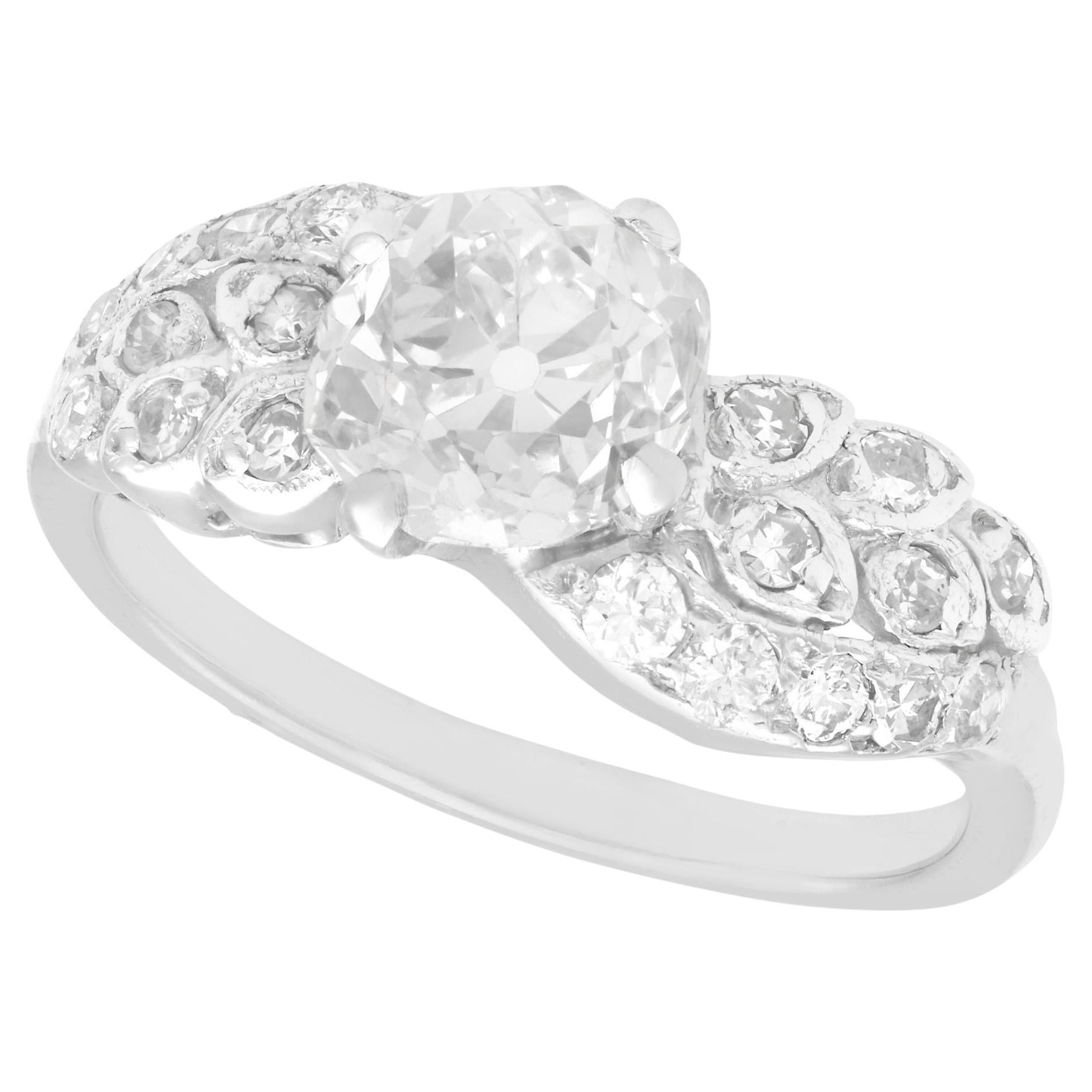 2.70 Carat Diamond White Gold Platinum Set Twist Ring For Sale