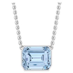 4.61 Carat Emerald Aquamarine Platinum 950 Solitaire Necklace Pendant