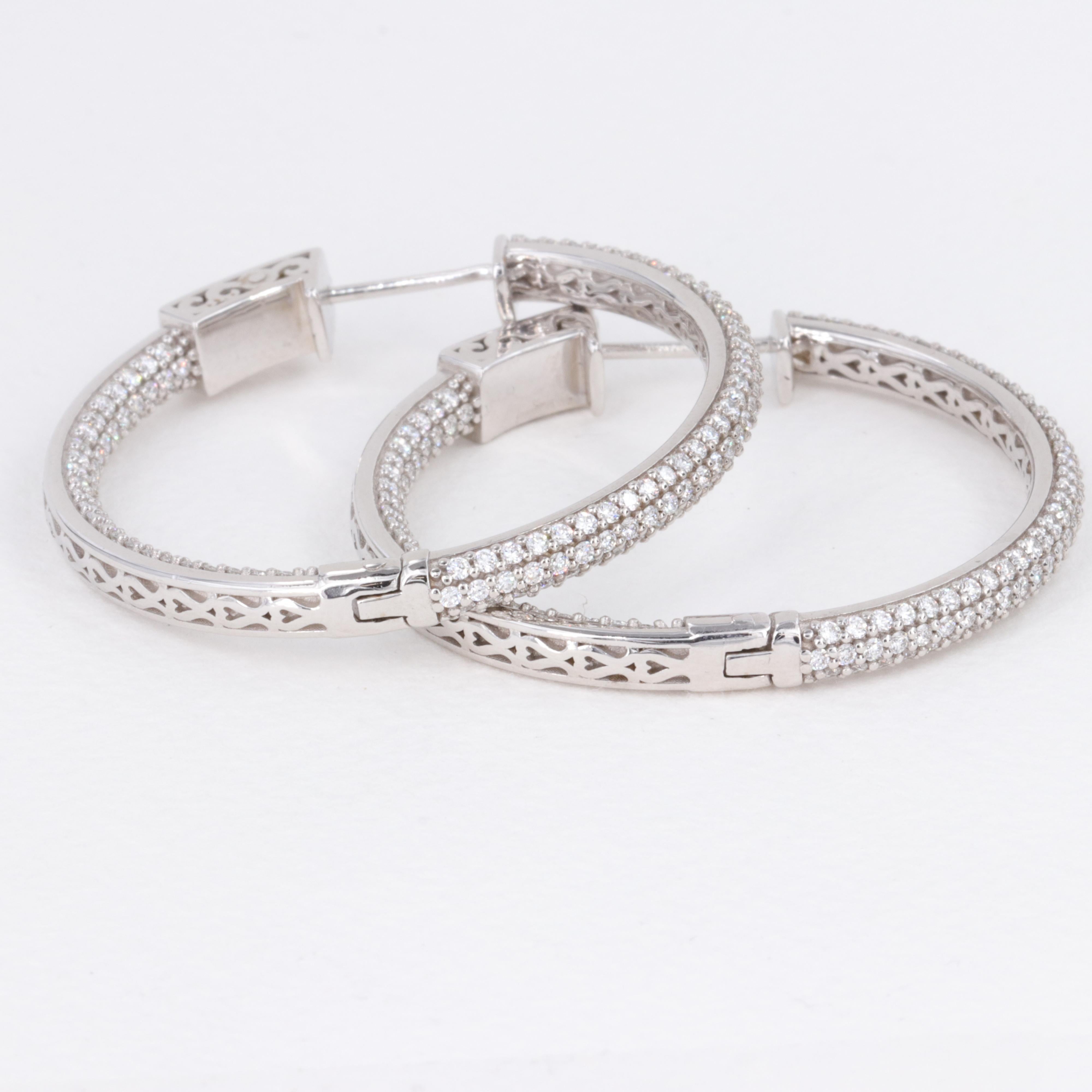 2,70 Karat Diamant-Ohrringe mit Innenseite und Außenseite 1,5 Zoll Durchmesser im Angebot 1
